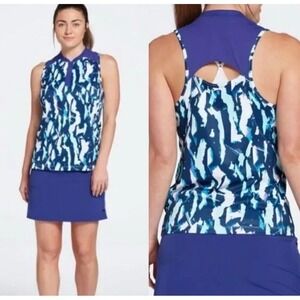 Slazenger‎ Women's Golf Polo Sleeveless Fragment Back Slit Blue Print size small
